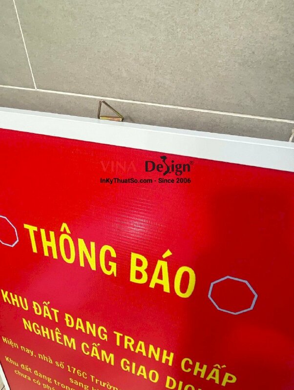 In bảng thông báo hiflex nẹp khung nhôm, thông báo về tình hình pháp lý bất động sản, nhà đất - INKTS3443