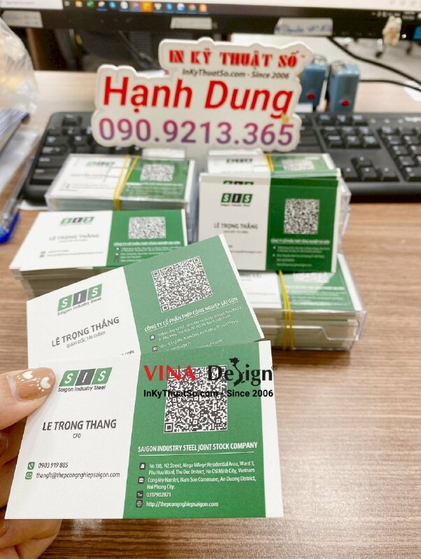 In card visit giám đốc tài chính, CFO công ty thép, in card visit có mã QR - INKTS755