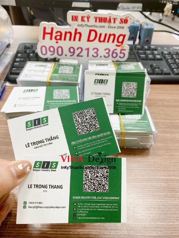 In card visit giám đốc tài chính, CFO công ty thép, in card visit có mã QR - INKTS755