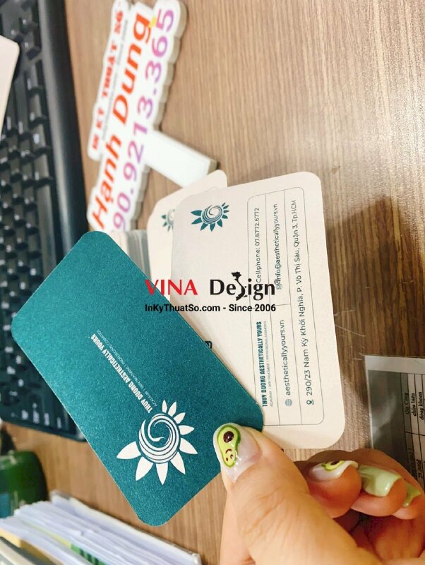 In card visit giấy mỹ thuật ánh nhũ, card giấy nhũ bạc bo góc - INKTS608