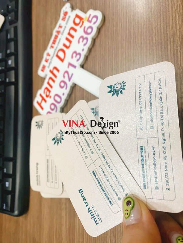 In card visit giấy mỹ thuật ánh nhũ, card giấy nhũ bạc bo góc - INKTS608
