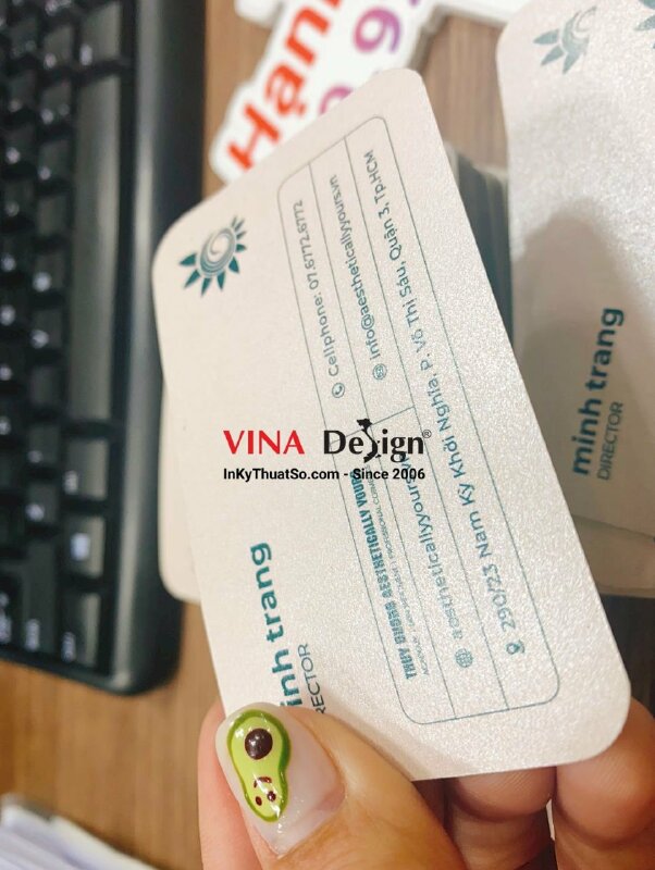 In card visit giấy mỹ thuật ánh nhũ, card giấy nhũ bạc bo góc - INKTS608