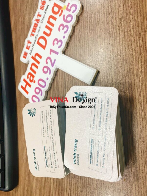 In card visit giấy mỹ thuật ánh nhũ, card giấy nhũ bạc bo góc - INKTS608