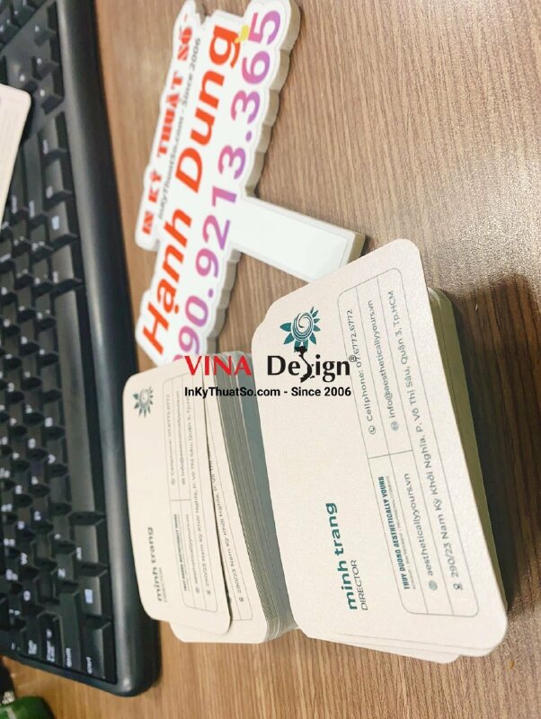 In card visit giấy mỹ thuật ánh nhũ, card giấy nhũ bạc bo góc - INKTS608