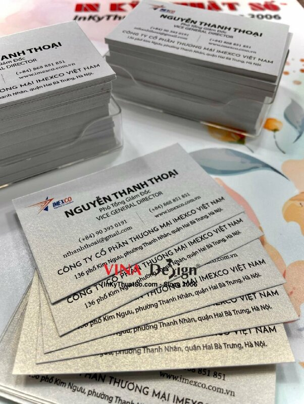 In card visit phó tổng giám đốc, card visit giấy mỹ thuật nhũ vàng - INKTS817