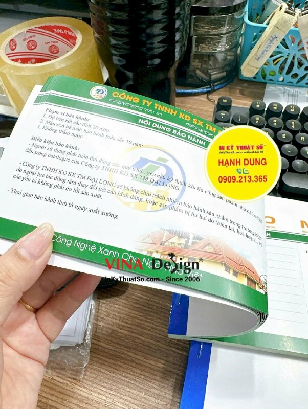In cuốn phiếu bảo hành sản phẩm ngói màu, cấn răng cưa 1 đường - INKTS3427