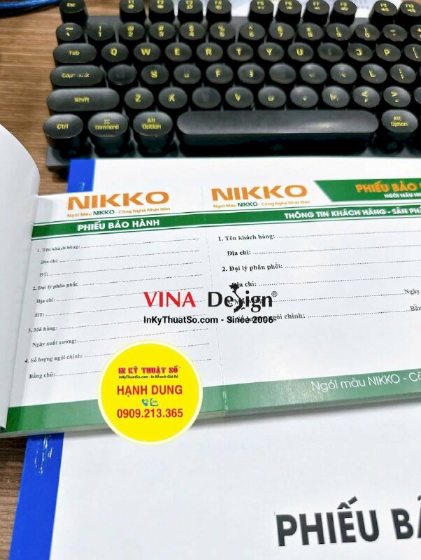 In cuốn phiếu bảo hành sản phẩm ngói màu, cấn răng cưa 1 đường - INKTS3427