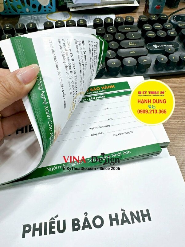 In cuốn phiếu bảo hành sản phẩm ngói màu, cấn răng cưa 1 đường - INKTS3427