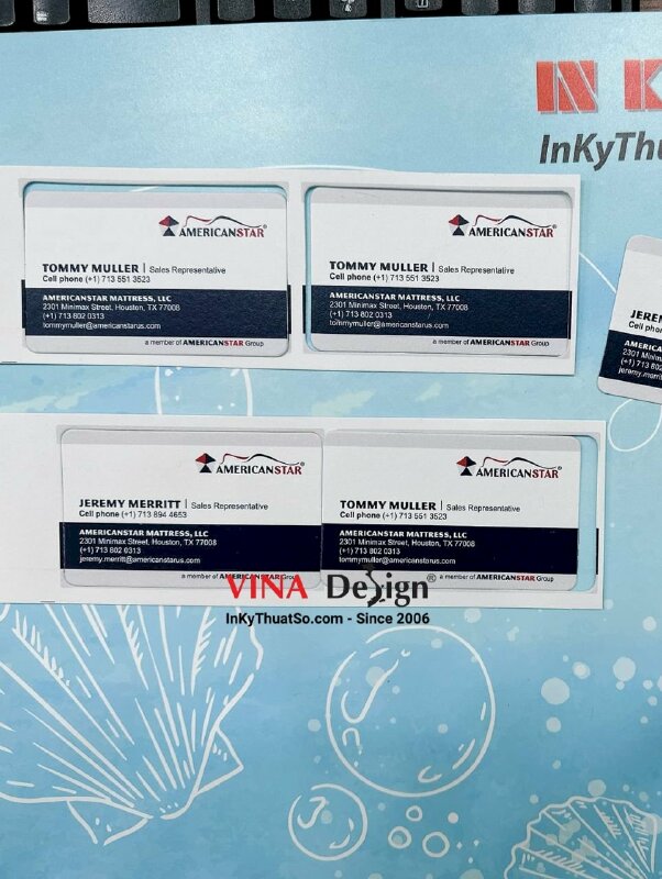 In danh thiếp giấy mỹ thuật Astropack, làm khuôn bo góc riêng theo yêu cầu, card visit Sales Representative Đại diện kinh doanh, hàng gửi đi Mỹ từ TPHCM - INKTS883