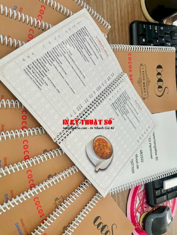 In menu nhà hàng món Á bằng tiếng Đức, hàng gửi đi Đức từ TPHCM - INKTS689