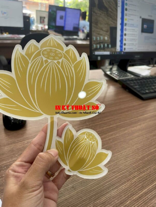 In Mica trang trí họa tiết hoa sen, in UV ngược Mica trong 5li, cắt theo file - INKTS3392