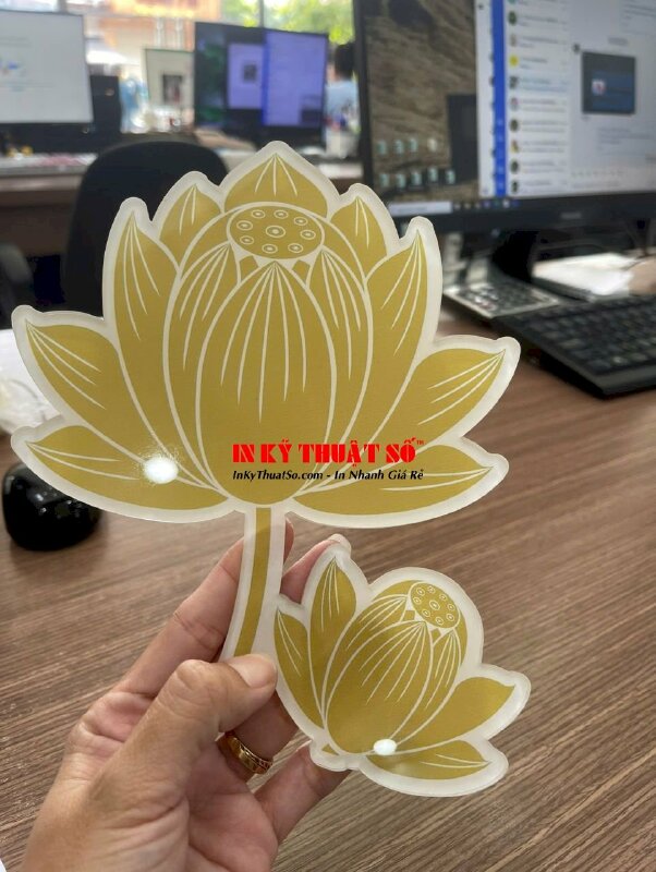 In Mica trang trí họa tiết hoa sen, in UV ngược Mica trong 5li, cắt theo file - INKTS3392