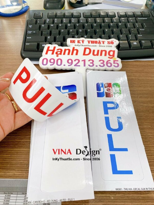 In miếng dán cửa Push Pull, nhãn Pull & Push chỉ dẫn kéo đẩy mở cửa - INKTS708