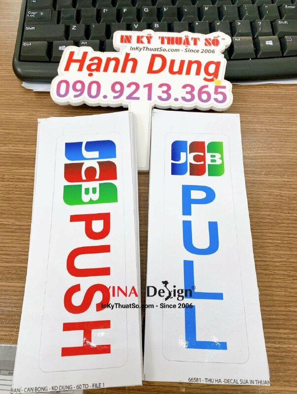 In miếng dán cửa Push Pull, nhãn Pull & Push chỉ dẫn kéo đẩy mở cửa - INKTS708