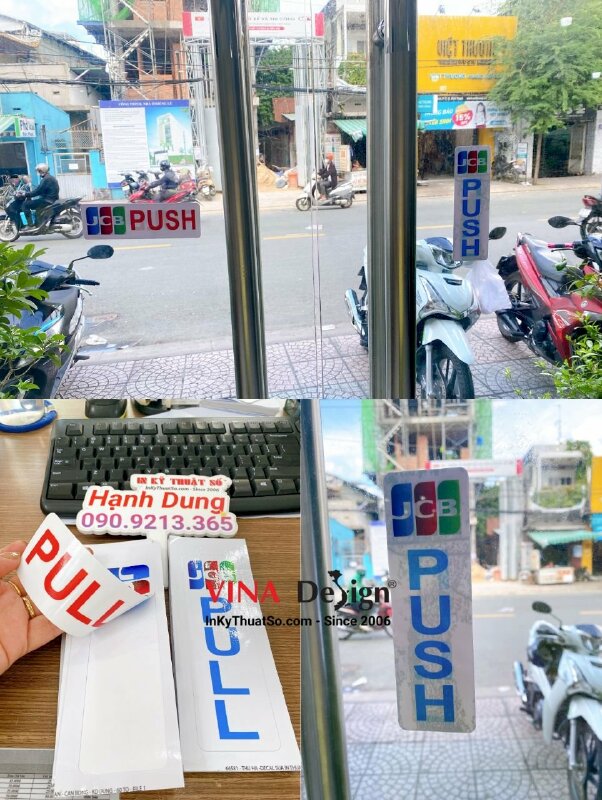 In miếng dán cửa Push Pull, nhãn Pull & Push chỉ dẫn kéo đẩy mở cửa - INKTS708