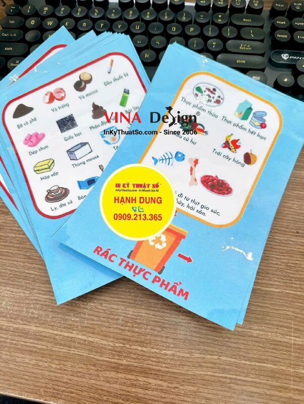 In nhãn phân loại rác tại nguồn khổ A5 in Decal sữa mực dầu, cán bóng - INKTS3429