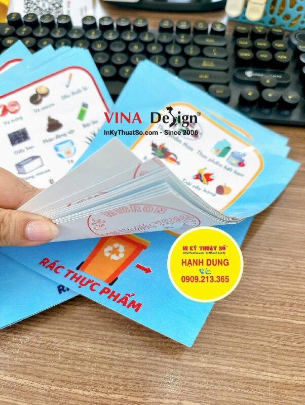 In nhãn phân loại rác tại nguồn khổ A5 in Decal sữa mực dầu, cán bóng - INKTS3429