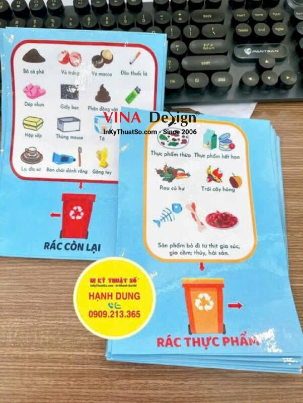 In nhãn phân loại rác tại nguồn khổ A5 in Decal sữa mực dầu, cán bóng - INKTS3429