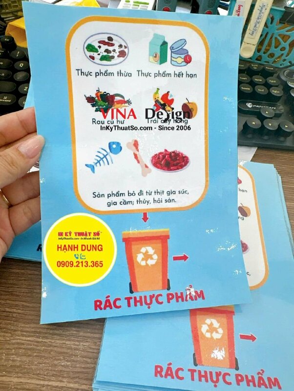 In nhãn phân loại rác tại nguồn khổ A5 in Decal sữa mực dầu, cán bóng - INKTS3429