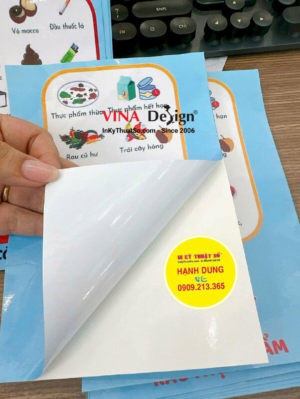 In nhãn phân loại rác tại nguồn khổ A5 in Decal sữa mực dầu, cán bóng - INKTS3429