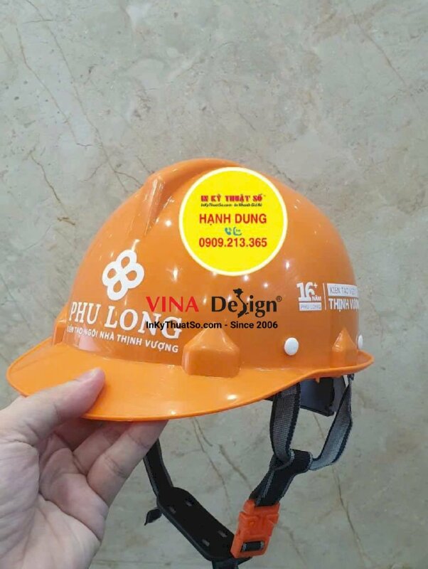 In nhãn slogan UV DTF bóc dán trực tiếp lên mũ bảo hộ lao động - INKTS3423