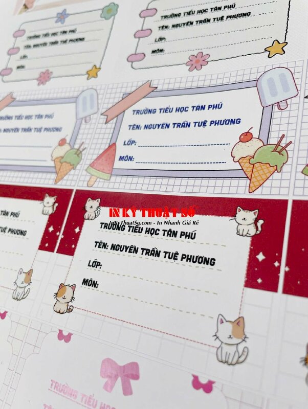 In nhãn tên học sinh theo yêu cầu dán tập vở, sách giáo khoa - INKTS3393
