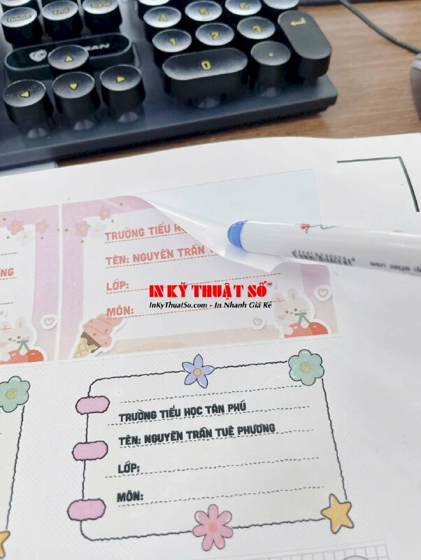 In nhãn tên học sinh theo yêu cầu dán tập vở, sách giáo khoa - INKTS3393
