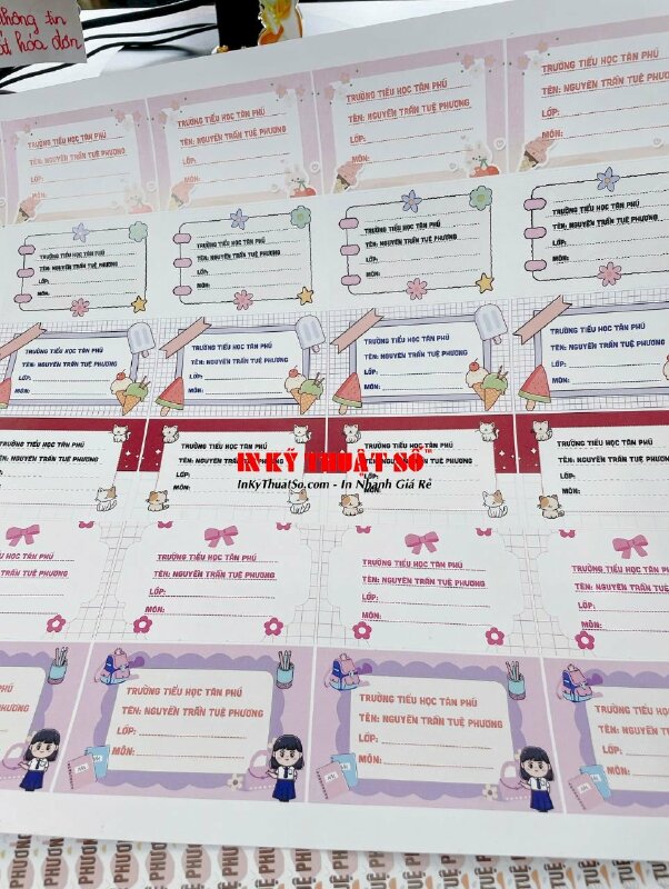 In nhãn tên học sinh theo yêu cầu dán tập vở, sách giáo khoa - INKTS3393