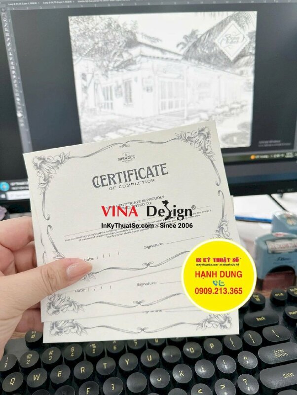 In nhanh giấy chứng nhận certificate giấy Materica nền kem Artisanal Chocolate Workshop - INKTS3398