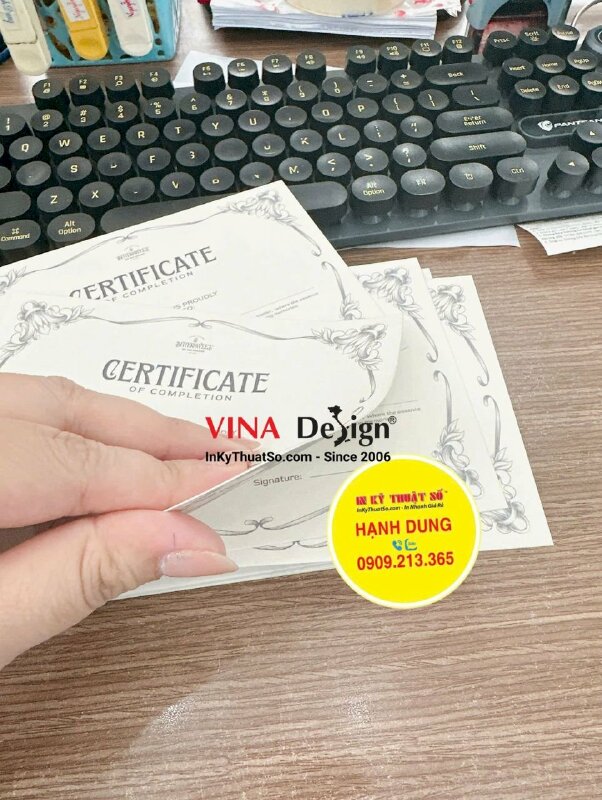 In nhanh giấy chứng nhận certificate giấy Materica nền kem Artisanal Chocolate Workshop - INKTS3398