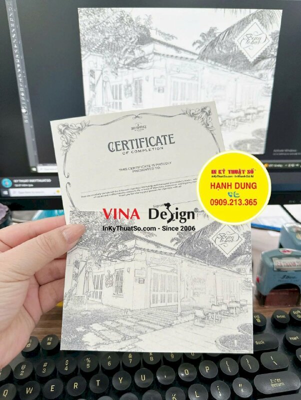 In nhanh giấy chứng nhận certificate giấy Materica nền kem Artisanal Chocolate Workshop - INKTS3398