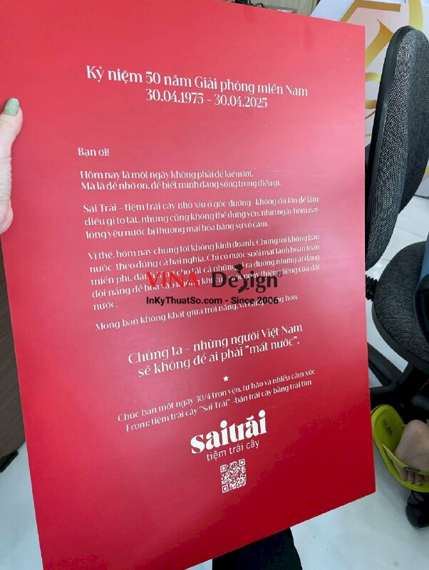 In Poster Formex tri ân kỷ niệm lễ 30/4 Kỷ niệm 50 năm Giải phóng miền Nam cho tiệm trái cây - INKTS3411