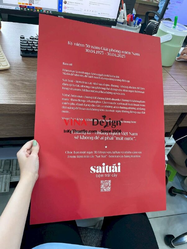 In Poster Formex tri ân kỷ niệm lễ 30/4 Kỷ niệm 50 năm Giải phóng miền Nam cho tiệm trái cây - INKTS3411