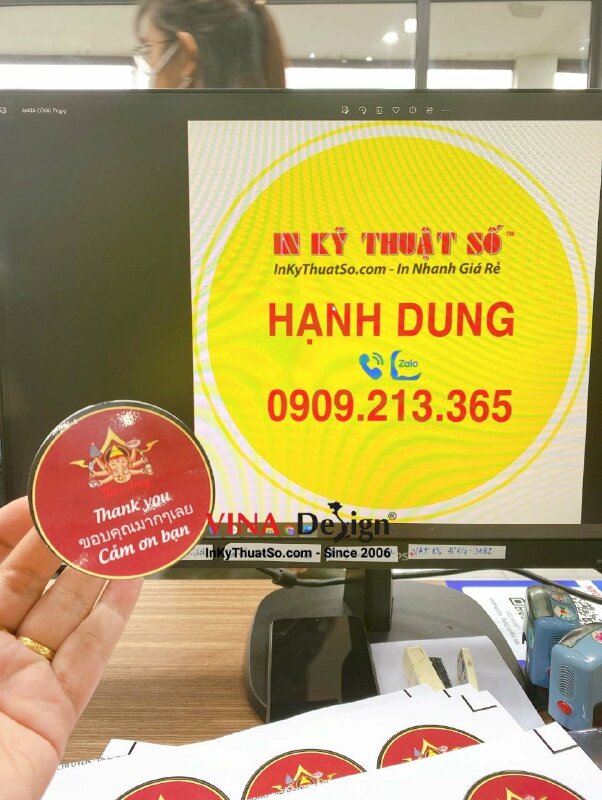 In sticker thank you, tem cảm ơn khách hàng nhà hàng Thái - INKTS622