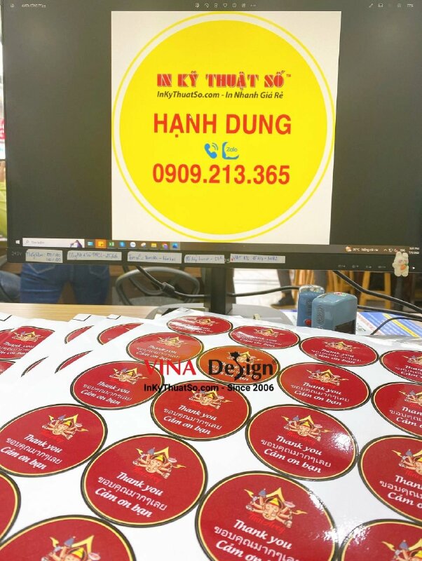 In sticker thank you, tem cảm ơn khách hàng nhà hàng Thái - INKTS622