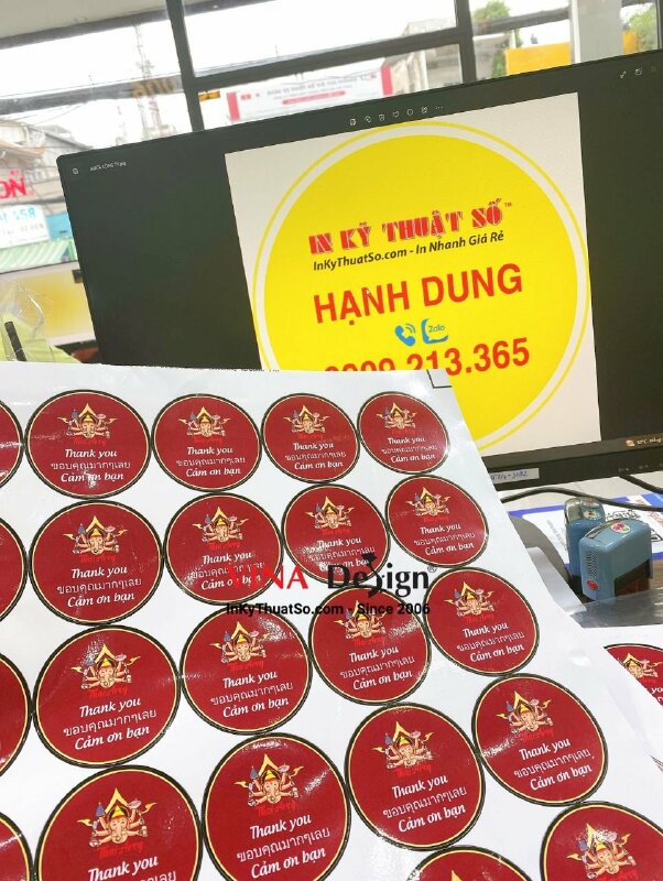 In sticker thank you, tem cảm ơn khách hàng nhà hàng Thái - INKTS622