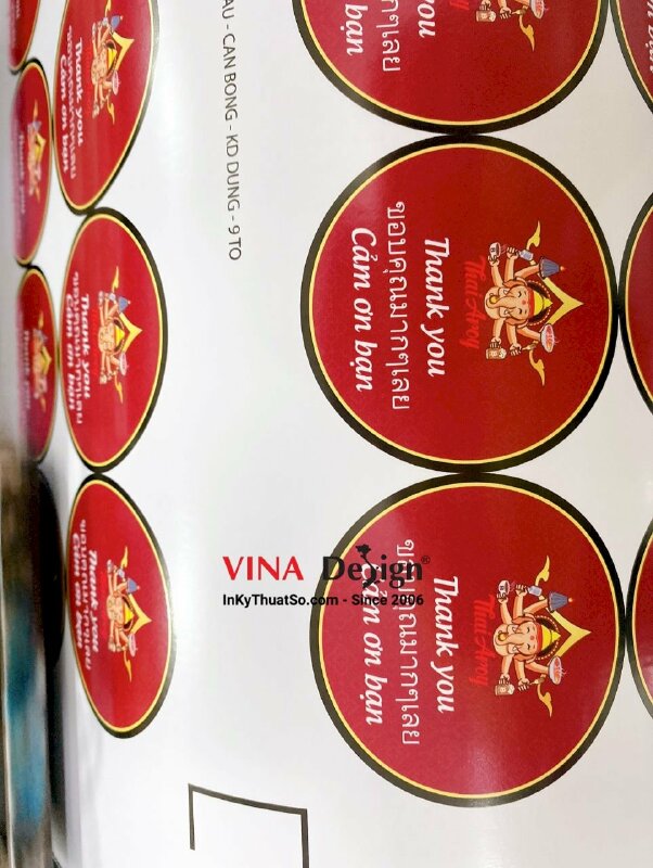 In sticker thank you, tem cảm ơn khách hàng nhà hàng Thái - INKTS622