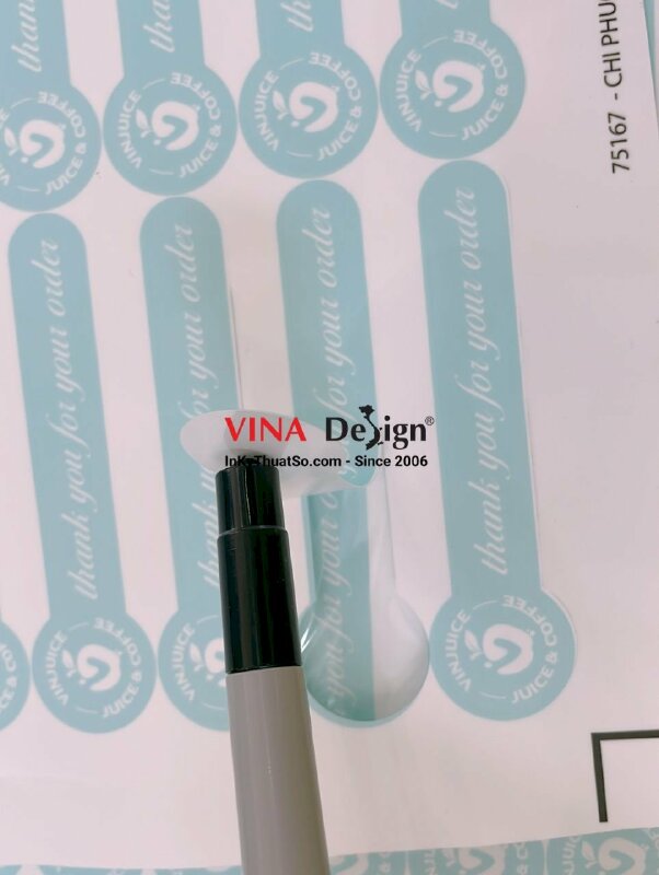 In tem dài dán nắp chai lọ, tem Thank you for your order - INKTS1025