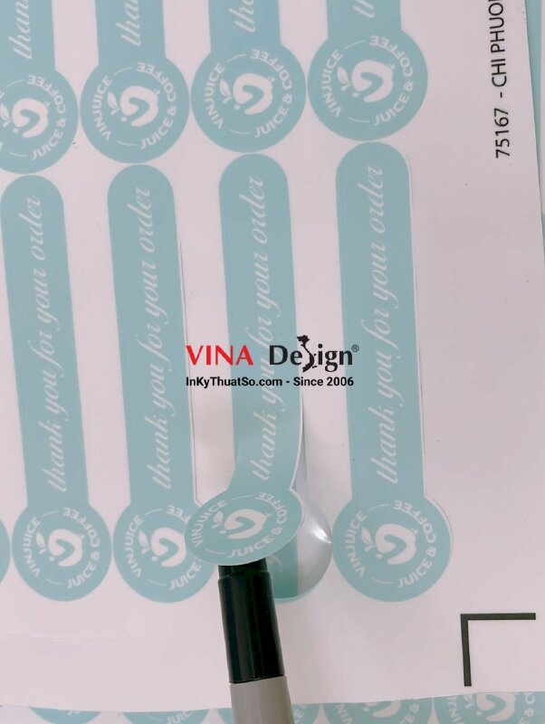 In tem dài dán nắp chai lọ, tem Thank you for your order - INKTS1025