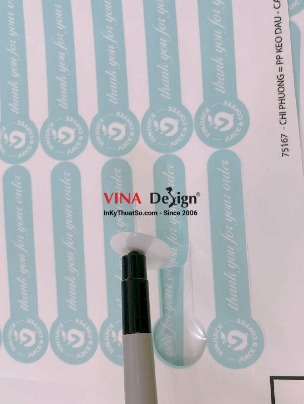 In tem dài dán nắp chai lọ, tem Thank you for your order - INKTS1025