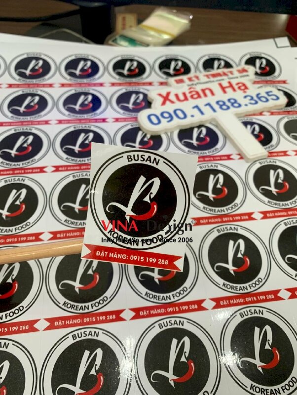 In tem dán đồ ăn quán Hàn Quốc, in decal sữa dán đơn hàng đặt đồ ăn online - INKTS960