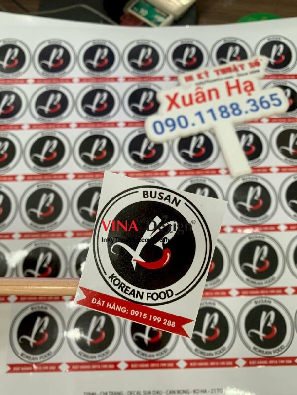 In tem dán đồ ăn quán Hàn Quốc, in decal sữa dán đơn hàng đặt đồ ăn online - INKTS960