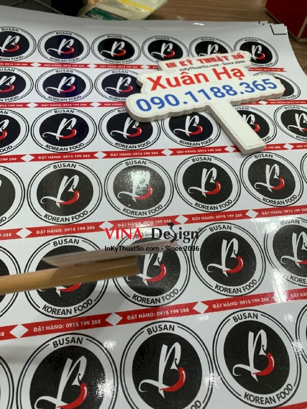 In tem dán đồ ăn quán Hàn Quốc, in decal sữa dán đơn hàng đặt đồ ăn online - INKTS960