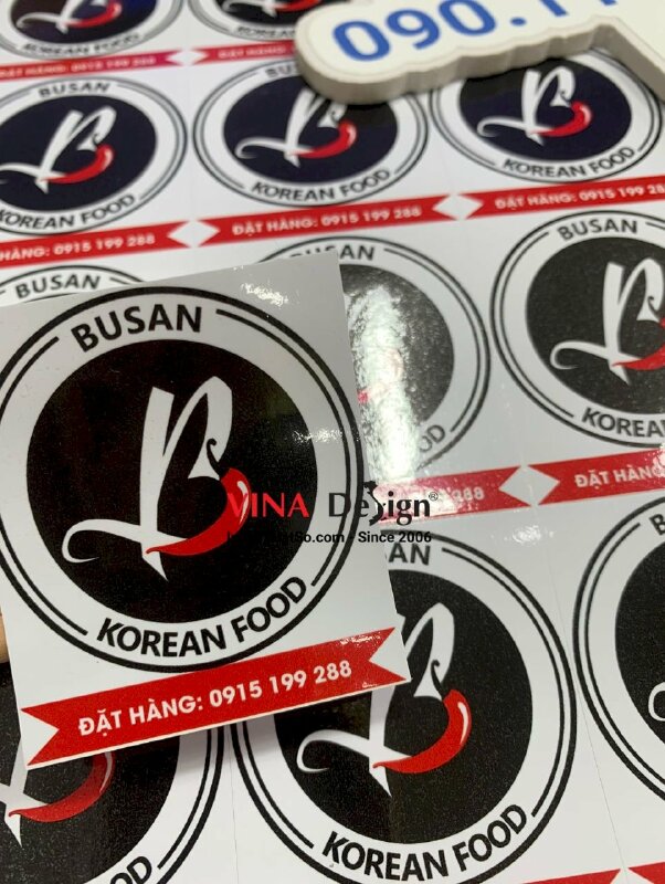 In tem dán đồ ăn quán Hàn Quốc, in decal sữa dán đơn hàng đặt đồ ăn online - INKTS960