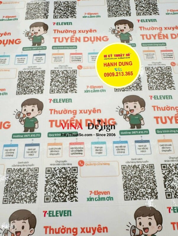 In tem Decal sữa dán thông tin tuyển dụng tại quầy thanh toán thu ngân cửa hàng tiện lợi - INKTS3424