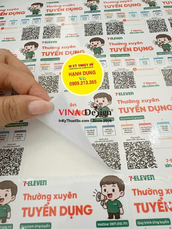 In tem Decal sữa dán thông tin tuyển dụng tại quầy thanh toán thu ngân cửa hàng tiện lợi - INKTS3424