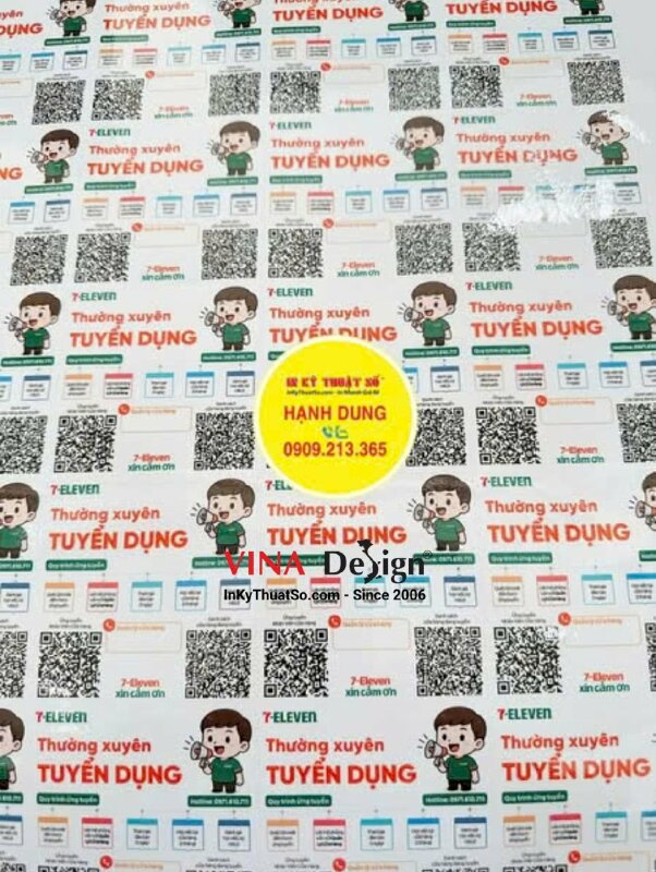 In tem Decal sữa dán thông tin tuyển dụng tại quầy thanh toán thu ngân cửa hàng tiện lợi - INKTS3424