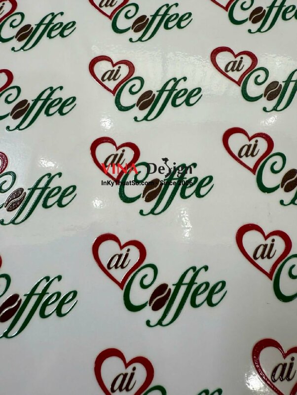 In tem logo dán lên túi giấy, decal trong in UV lót trắng theo file, có bế - INKTS3436