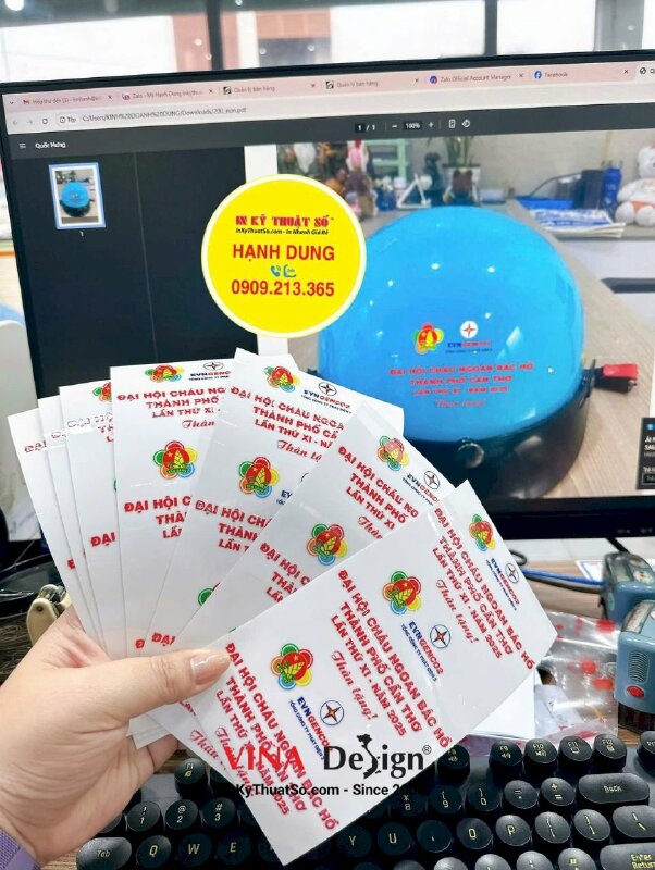 In tem UV DTF dán mũ bảo hiểm quà tặng sự kiện Đại hội Cháu ngoan Bác Hồ, hàng gửi đi Cần Thơ - INKTS3397