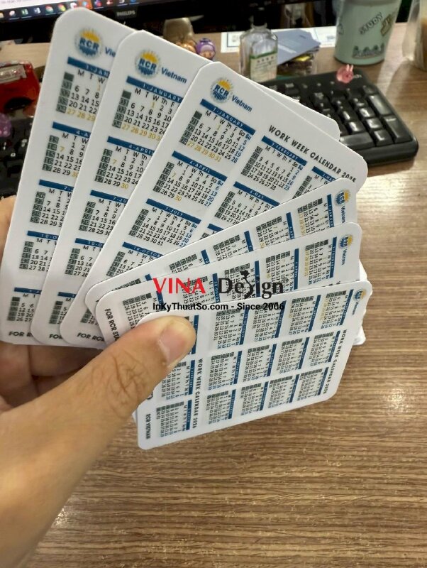 In thẻ card check list work week calendar cho nhân sự công ty kỹ thuật hạ tầng - INKTS3403